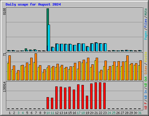 Daily usage for August 2024